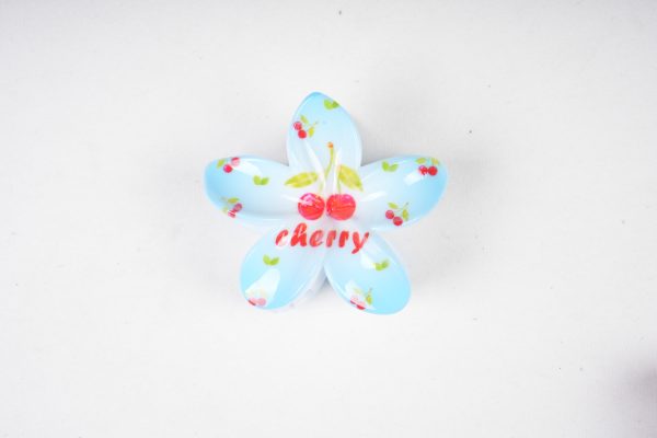 Cherry Print Plumeria Flower Hair Claw Clips