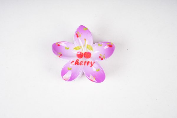 Cherry Print Plumeria Flower Hair Claw Clips