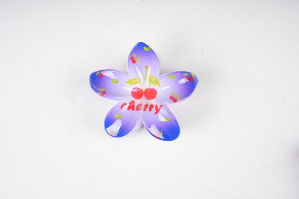 Cherry Print Plumeria Flower Hair Claw Clips