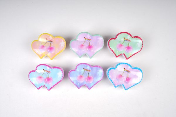 Pastel Cherry Print Cloud Hair Claw Clips