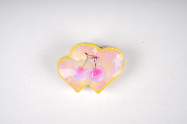 Pastel Cherry Print Cloud Hair Claw Clips