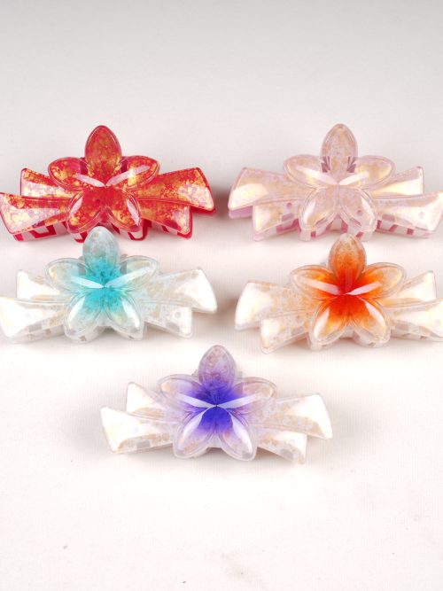 Gradient Plumeria Flower Hair Claw Clips