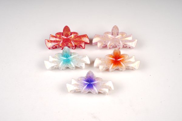Gradient Plumeria Flower Hair Claw Clips