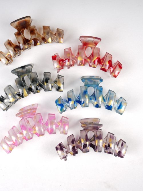 Marble Gold Foil Wave Hair Claw Clips