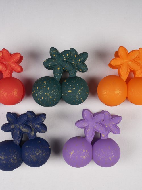Matte Cherry & Flower Shaped Hair Claw Clips