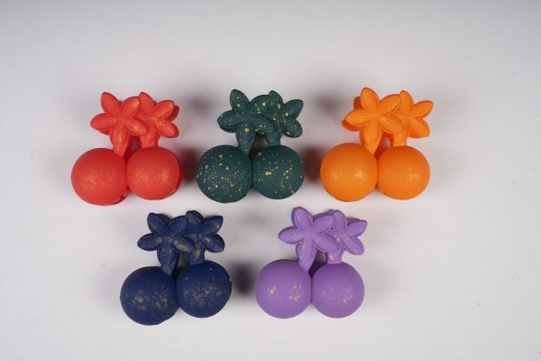 Matte Cherry & Flower Shaped Hair Claw Clips