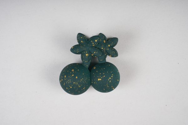 Matte Cherry & Flower Shaped Hair Claw Clips