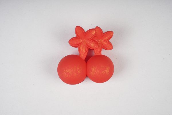 Matte Cherry & Flower Shaped Hair Claw Clips