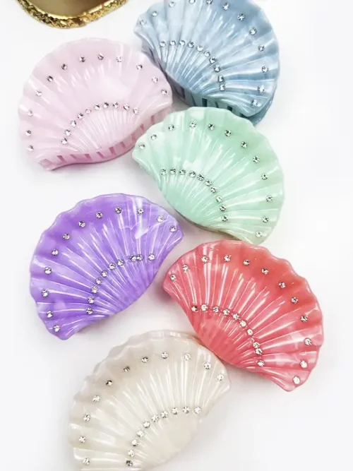 Sparkly Studs Detailed Shell Hair Claw