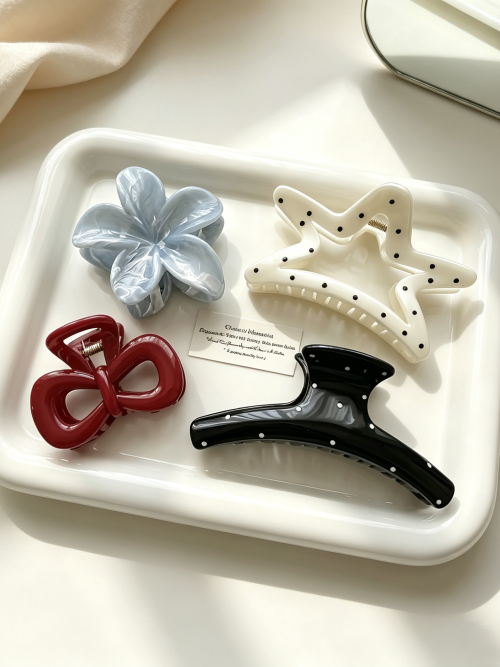 Assorted Shaped & Polka Dot Hair Claw Clips