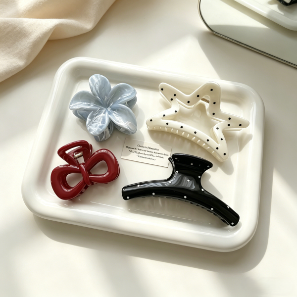 Assorted Shaped & Polka Dot Hair Claw Clips