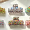 Ditsy Floral Transparent Rectangle Hair Claw Clips