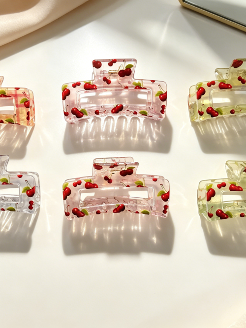 Fun Mixed Print Transparent Hair Claw Clips
