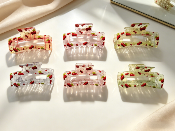 Fun Mixed Print Transparent Hair Claw Clips