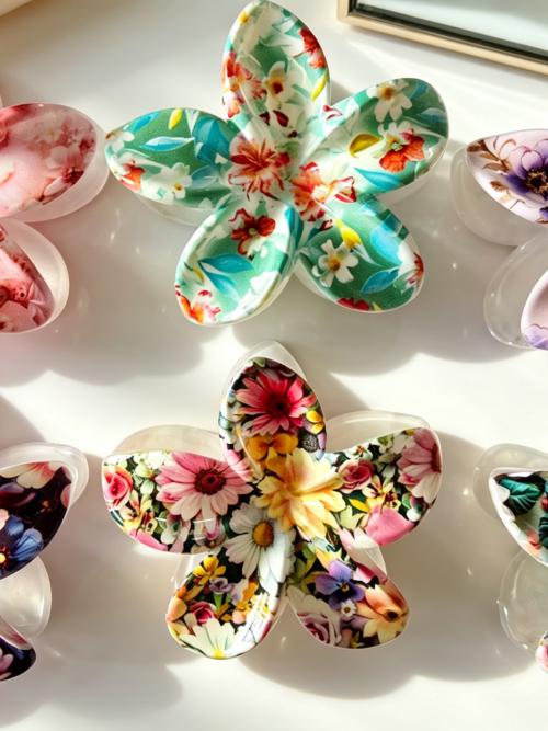 Cottagecore Floral Plumeria Hair Claw Clips