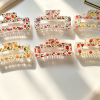 Vintage Floral Print Rectangle Hair Claw Clips