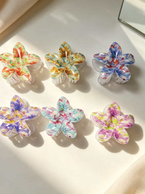 Watercolor Bloom Flower Hair Claw Clips
