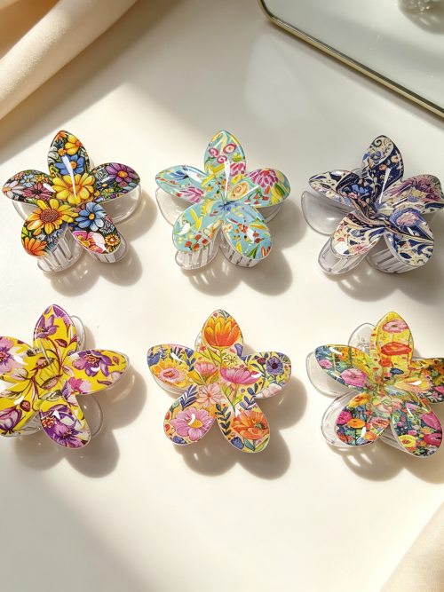 Boho Wildflower Plumeria Hair Claws