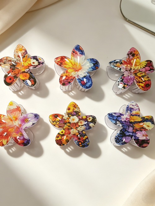 Sunset Wildflower Plumeria Hair Claws