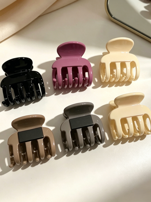 Mini Glossy Neutral-Tone Hair Claw Clips