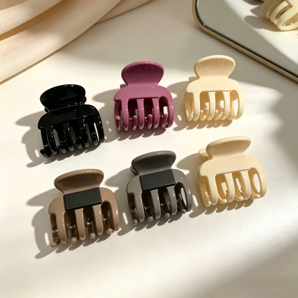 Mini Glossy Neutral-Tone Hair Claw Clips