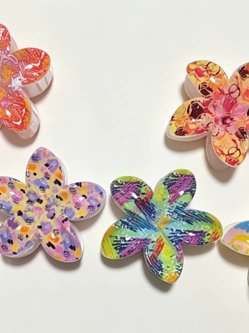 Graffiti Art Plumeria Flower Hair Claws